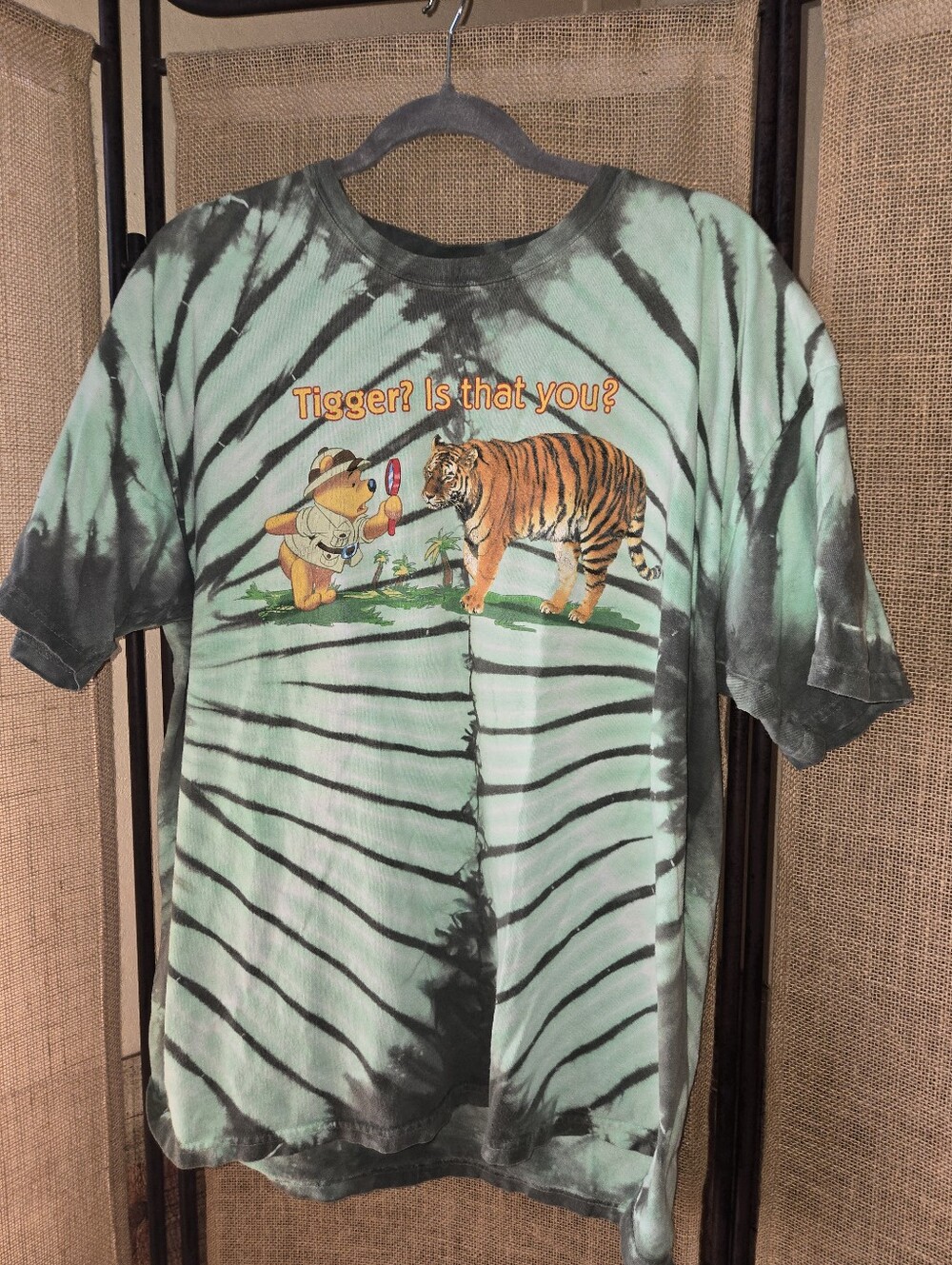 Vintage Unisex Walt Disney Store Tie-Dye Shirt with Pooh Tigger Graphic Green XL